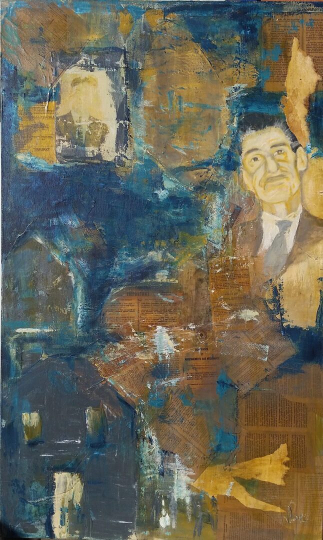 A painting of a man in suit and tie.